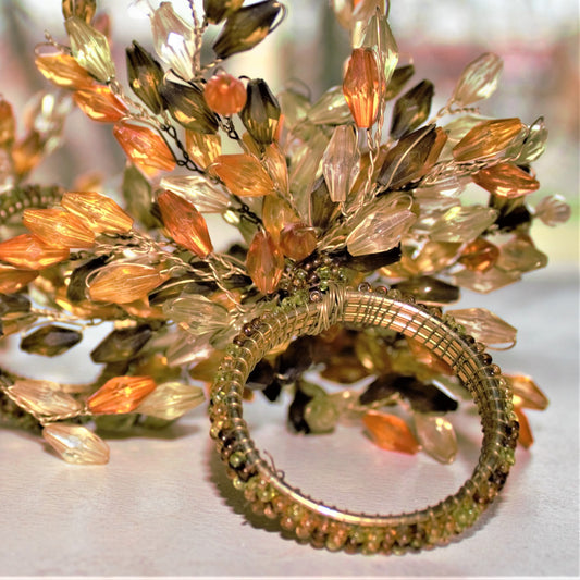 Vintage Lucite Napkin Rings - Set of 4 Floral Wire Table Décor