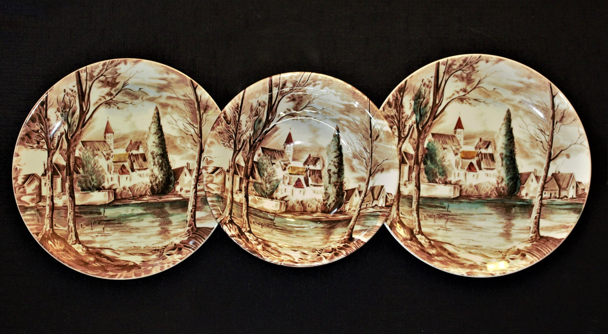 Vintage Johnson Brothers Dream Town Plate & Bowl Set: English Transferware