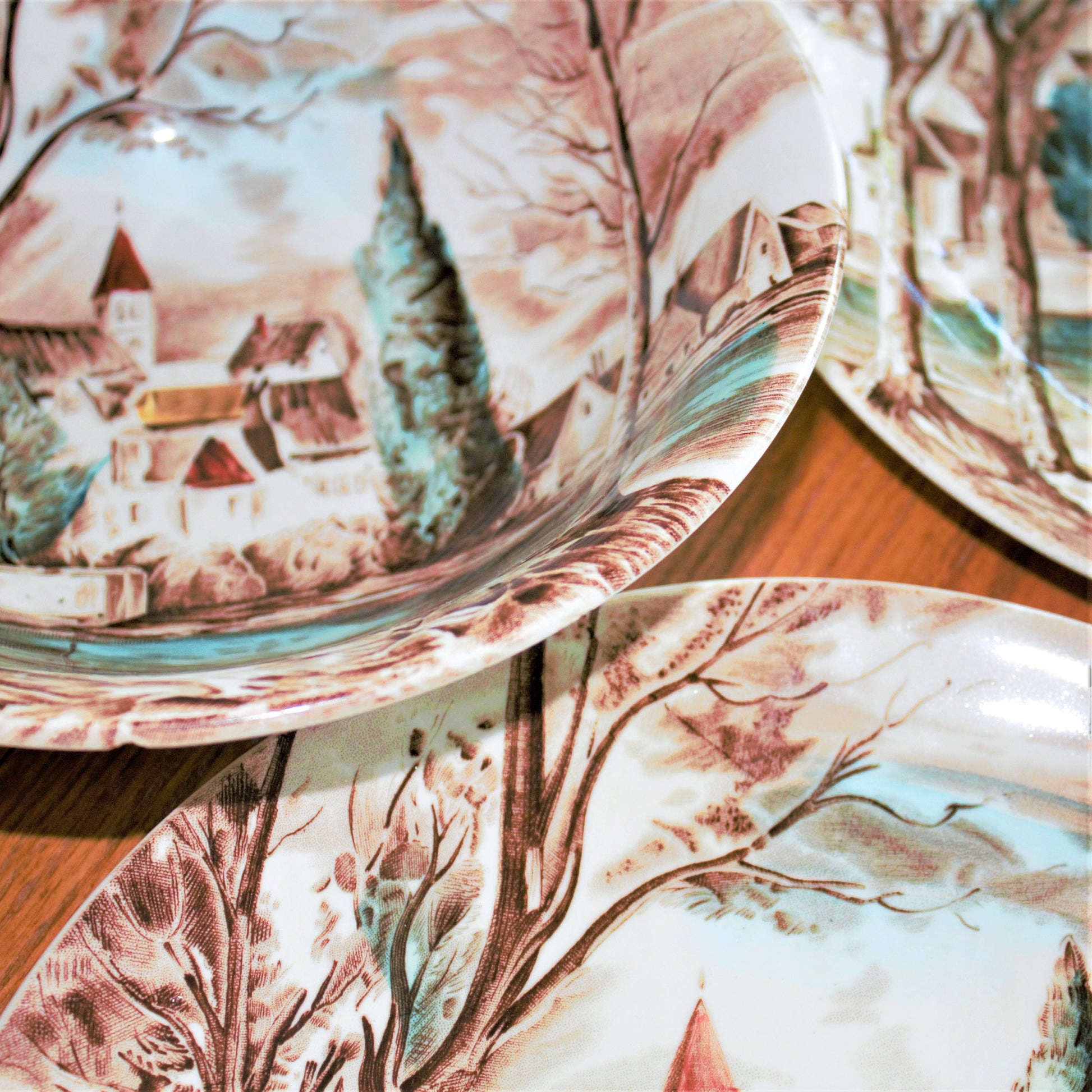 Vintage Johnson Brothers Dream Town Plate & Bowl Set: English Transferware