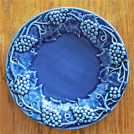 Bordallo Pinheiro Blue Grape Plate: Portuguese Pottery Decor