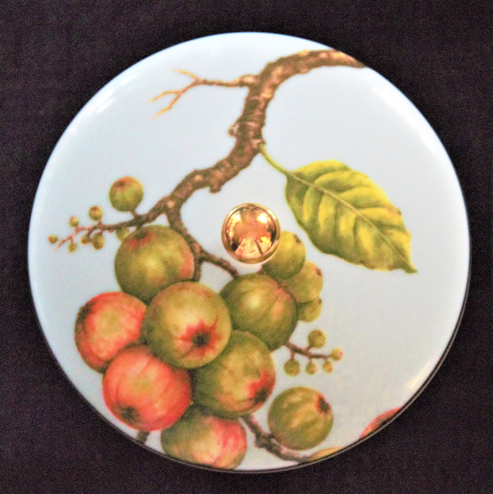 Minh Long Porcelain Bowls with Lids: Hand-Painted Fruit Design, Set of 3