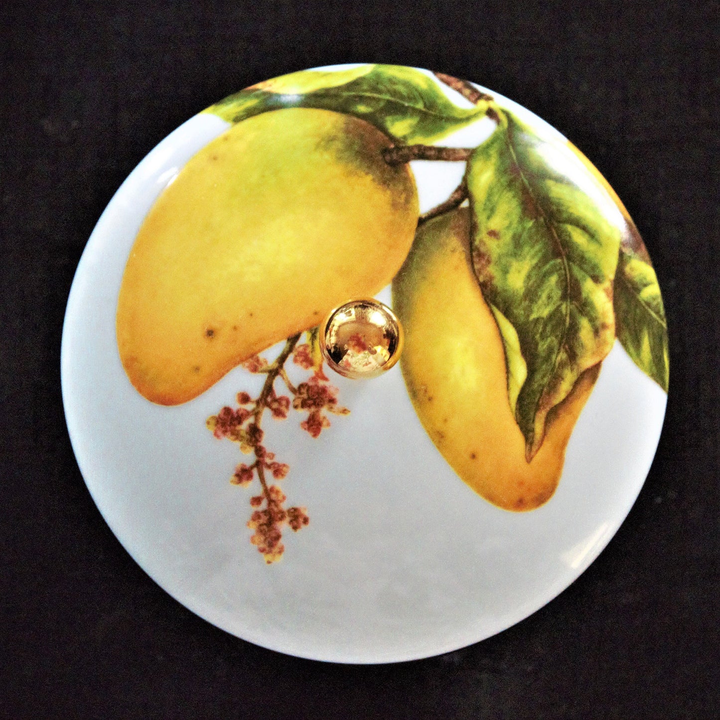 Minh Long Porcelain Bowls with Lids: Hand-Painted Fruit Design, Set of 3