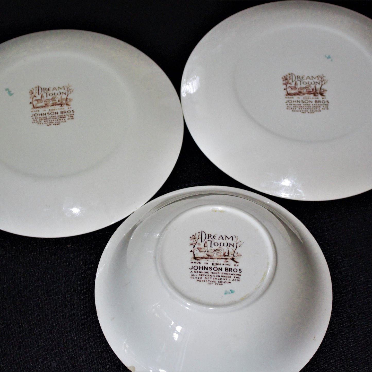 Vintage Johnson Brothers Dream Town Plate & Bowl Set: English Transferware