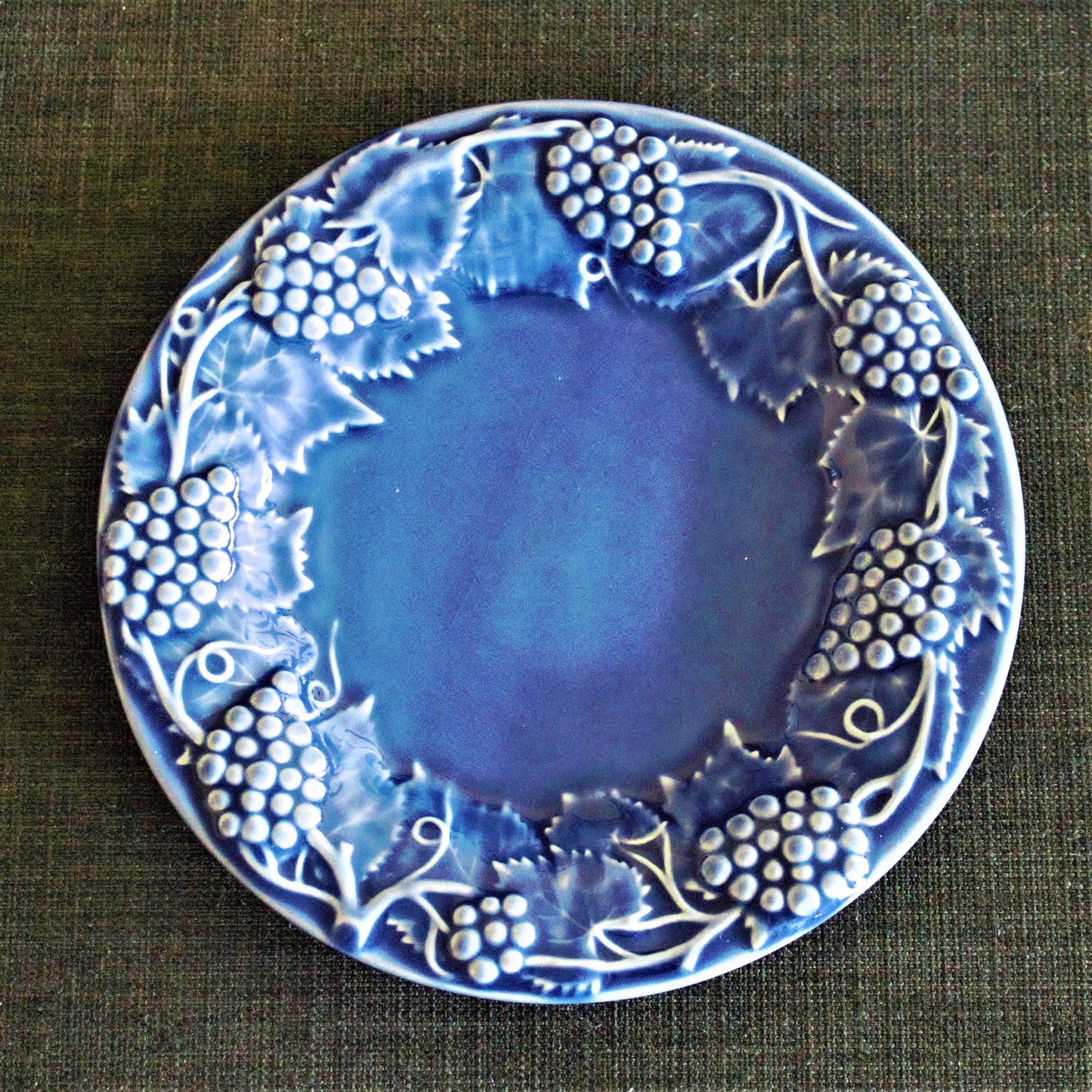 Bordallo Pinheiro Blue Grape Plate: Portuguese Pottery Decor