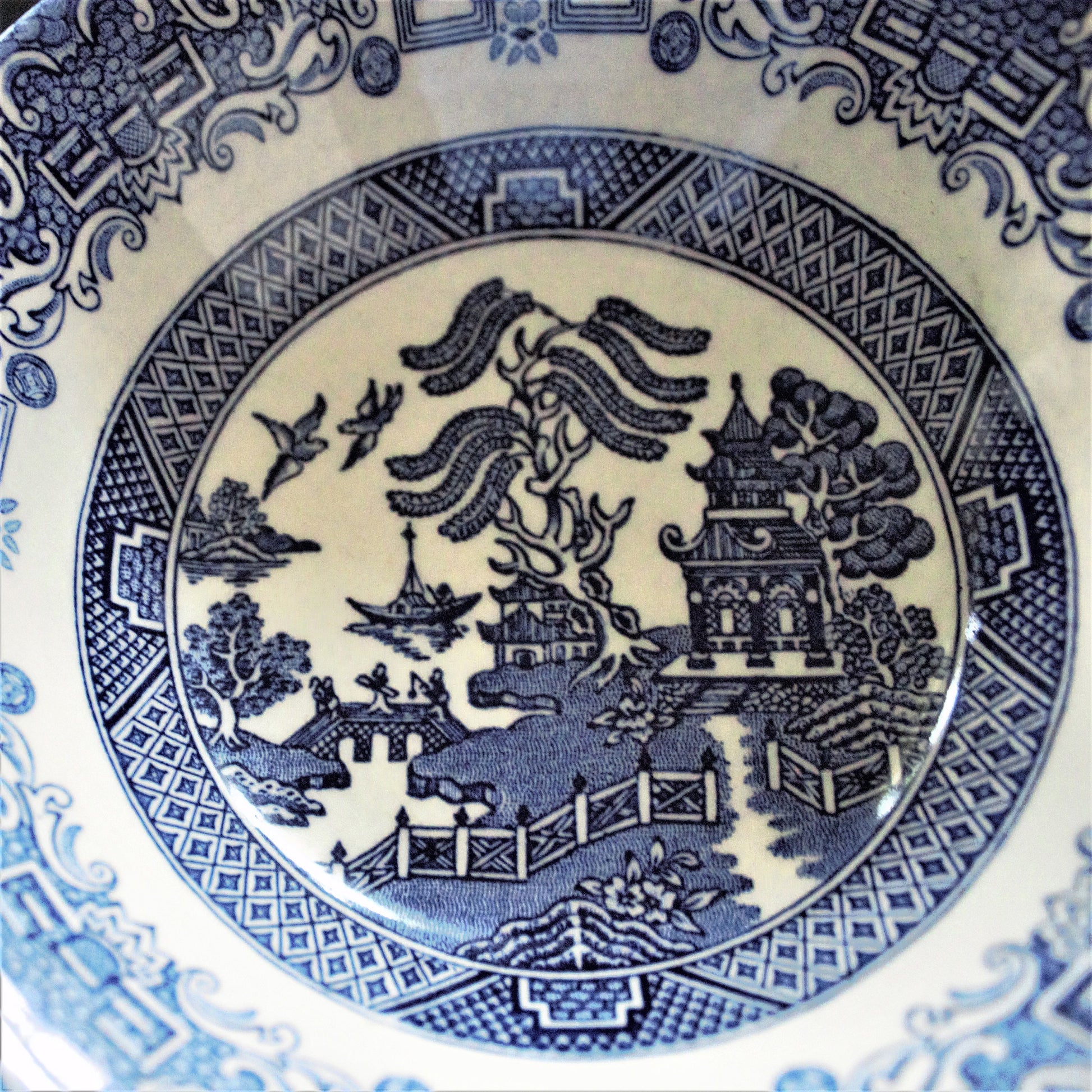 Vintage Blue Willow Soup Bowls - Pair of English Transferware Bowls