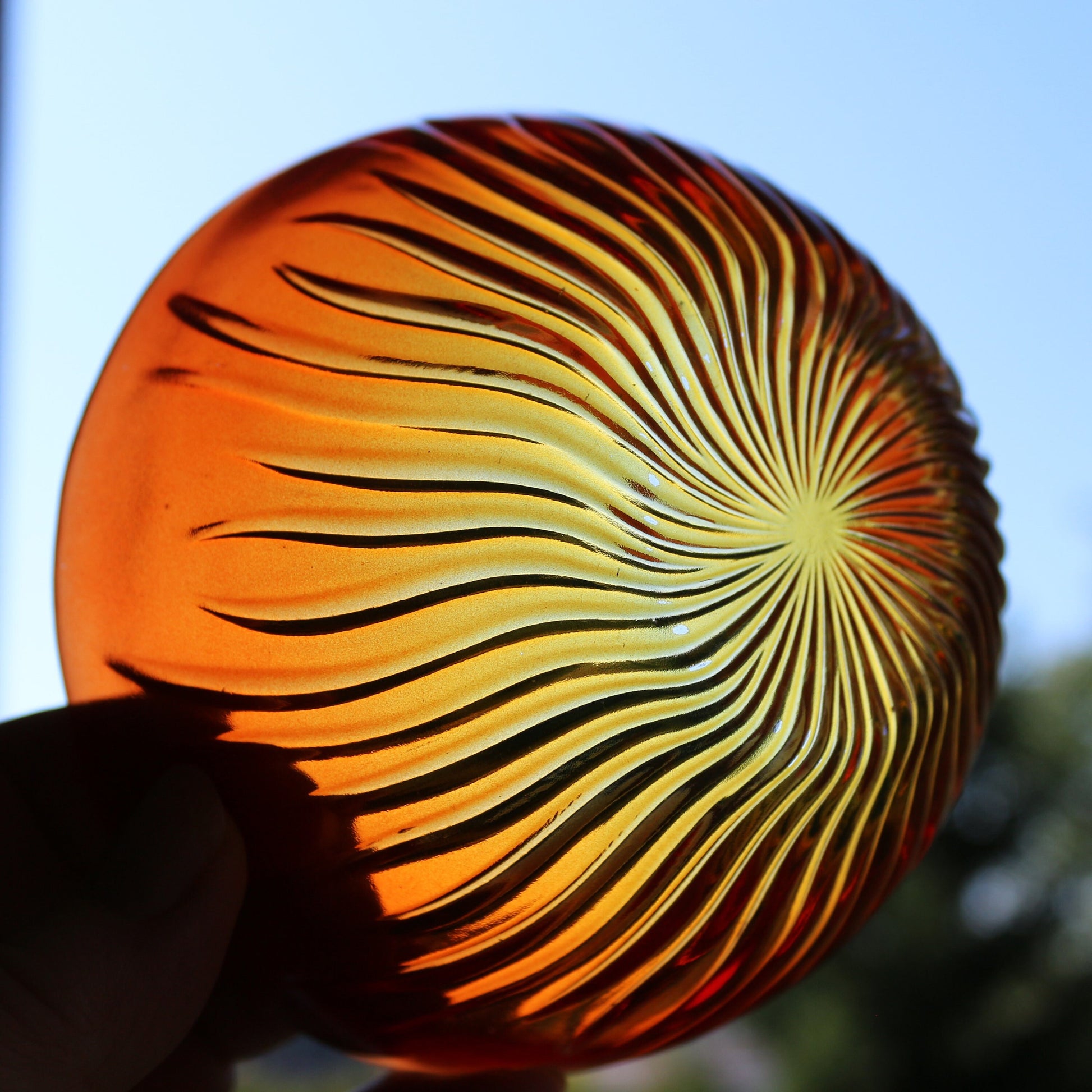 Orange Yellow Swirl Glass Bowl Set: Starburst Dessert Bowls, Set of 6