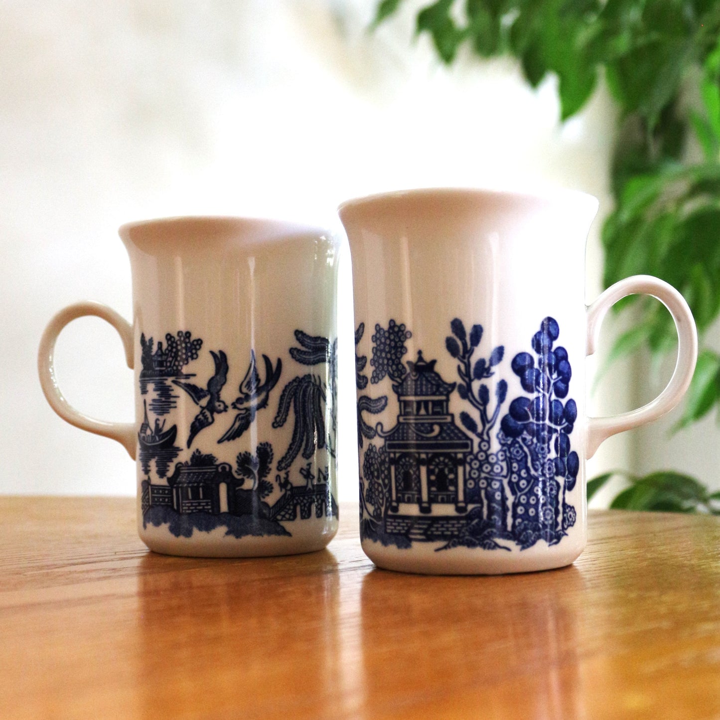 Vintage Blue Willow Mug Set: Rare English Coffee Cups, Made in England