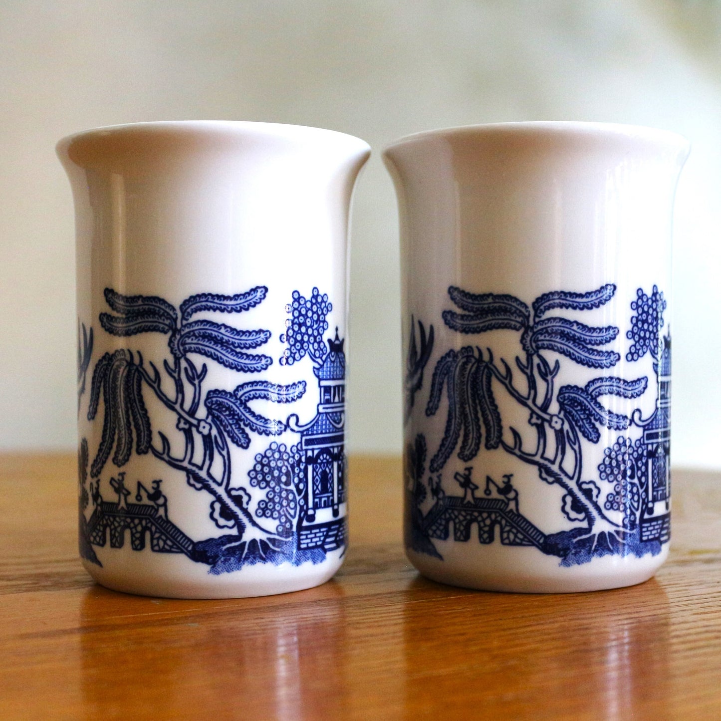 Vintage Blue Willow Mug Set: Rare English Coffee Cups, Made in England