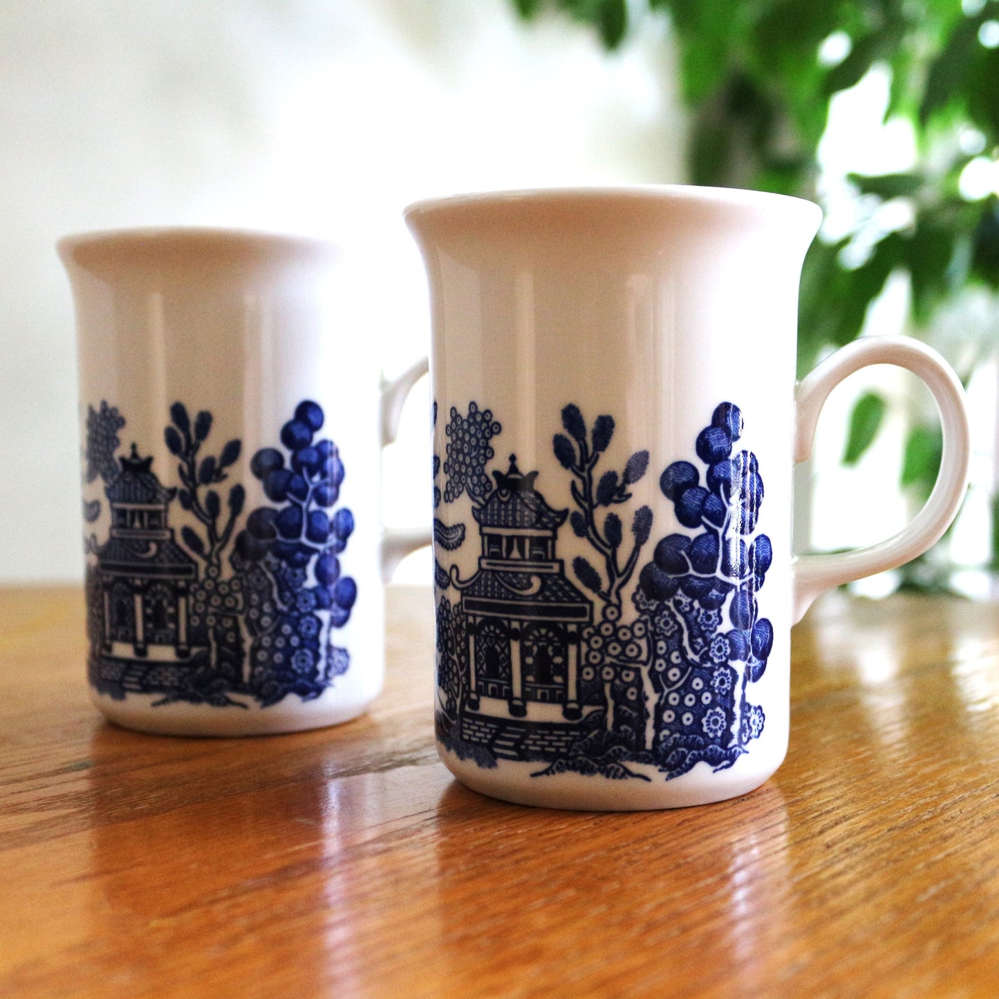 Vintage Blue Willow Mug Set: Rare English Coffee Cups, Made in England