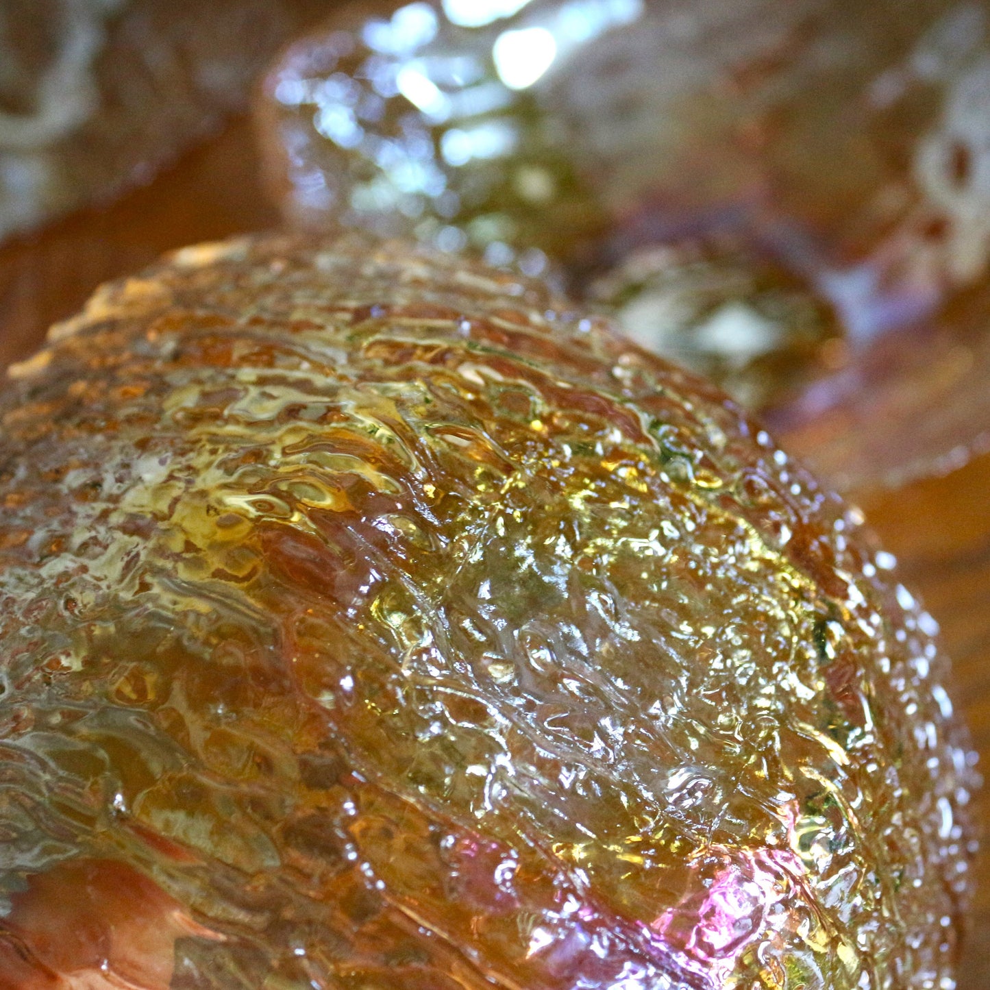 Iridescent Glass Dessert Bowls - Gold Patterned Square Bowls, Set of 4