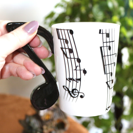 Music Note Handle Mug: Rock and Roll Coffee Cup, Music Lover Gift