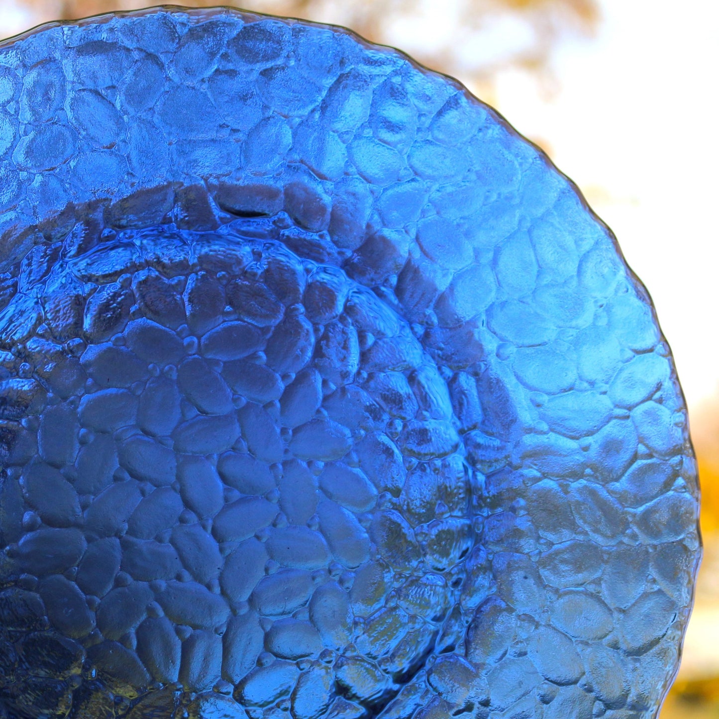 Cobalt Blue Glass Salad Plates - Patterned Appetizer Plates, Set of 4