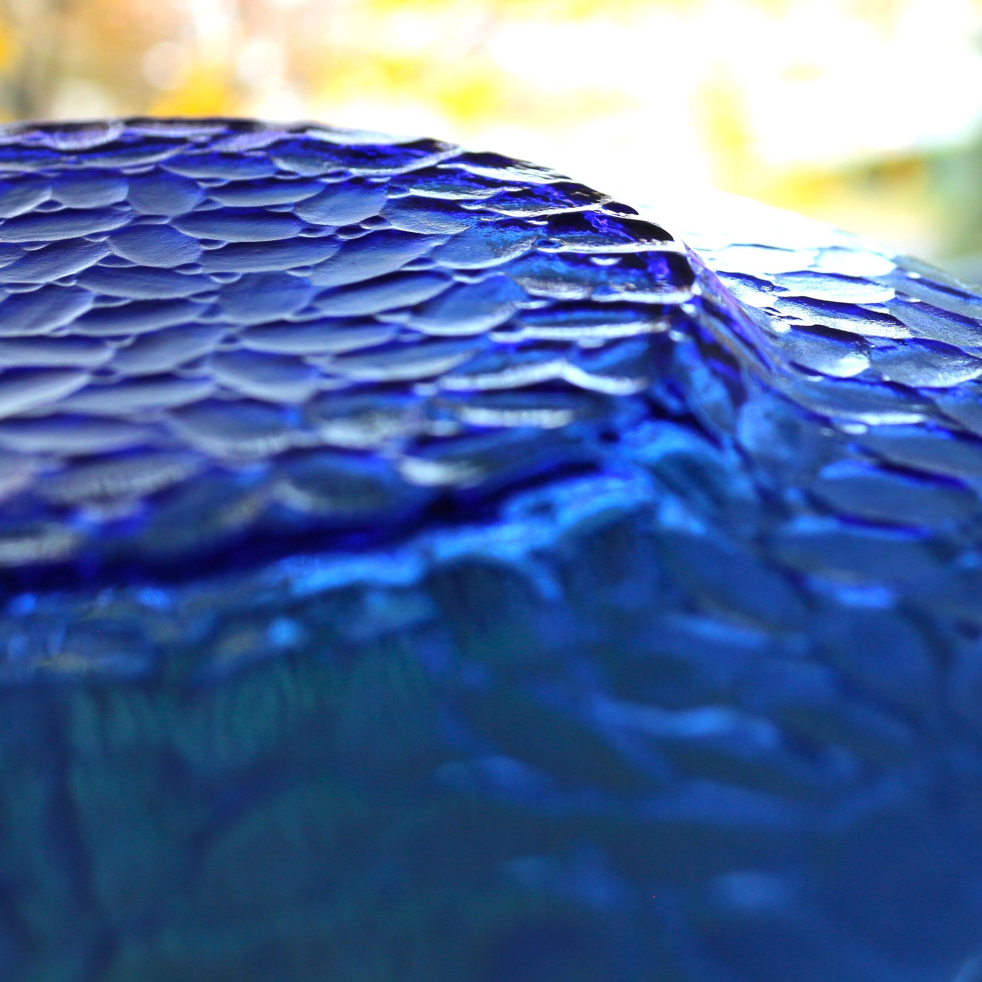 Cobalt Blue Glass Salad Plates - Patterned Appetizer Plates, Set of 4