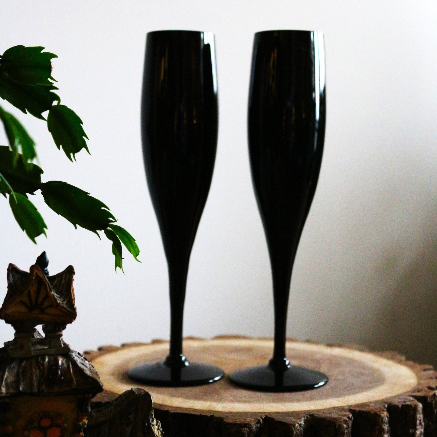 Black Champagne Flutes: Matte Black Toasting Glasses, Set of 2