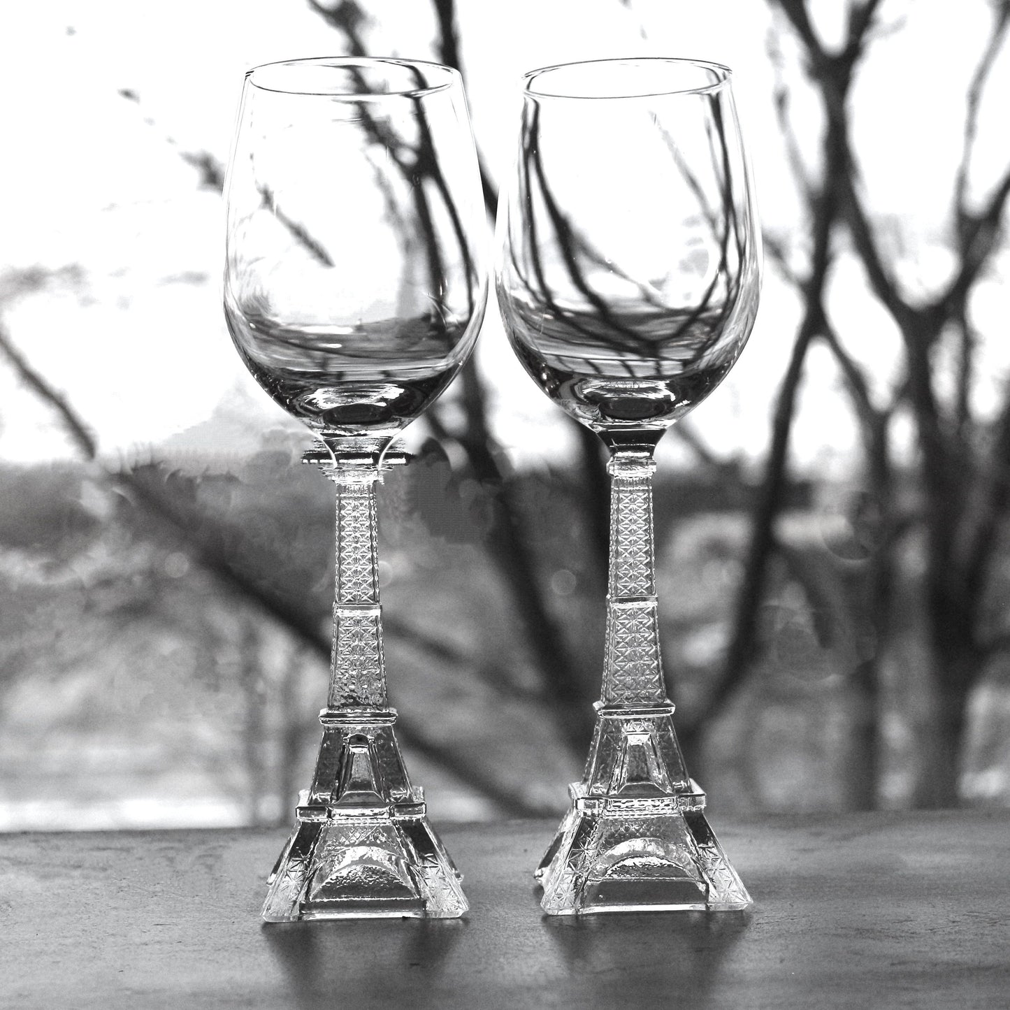 Eiffel Tower Wine Glasses, Unique Parisian Stemware, Set of 2