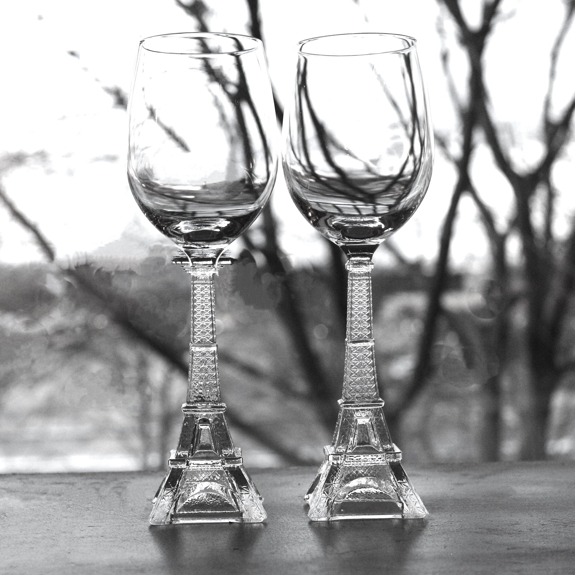 Eiffel Tower Wine Glasses, Unique Parisian Stemware, Set of 2