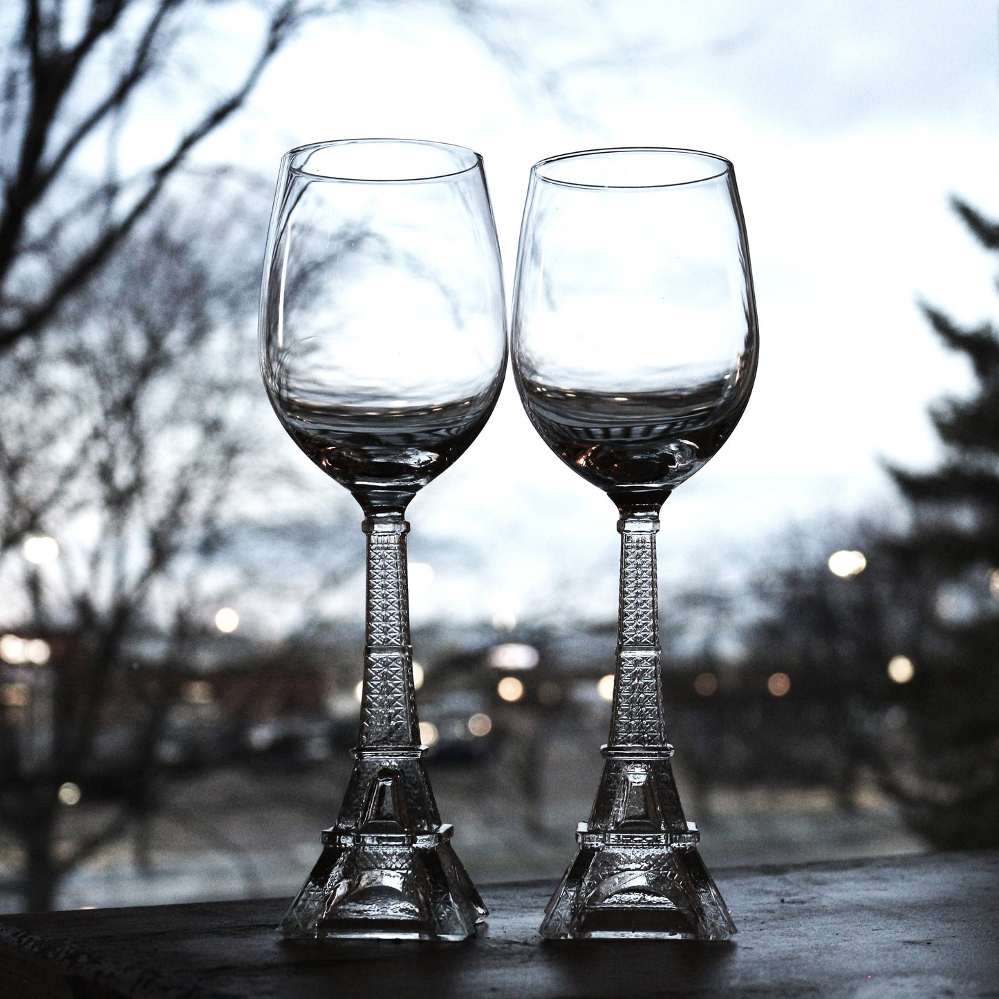 Eiffel Tower Wine Glasses, Unique Parisian Stemware, Set of 2
