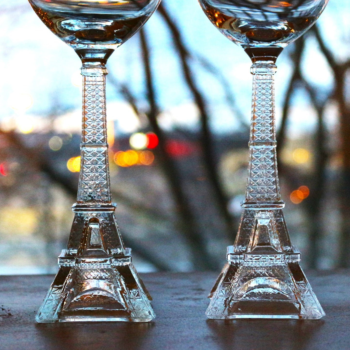 Eiffel Tower Wine Glasses, Unique Parisian Stemware, Set of 2