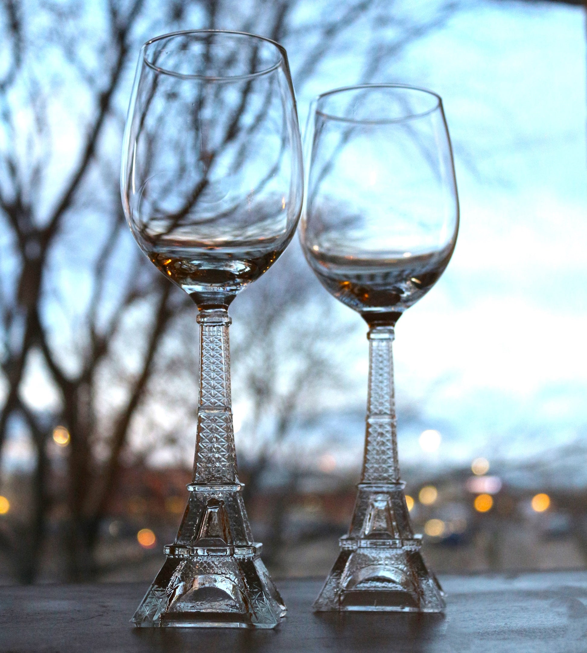 Eiffel Tower Wine Glasses, Unique Parisian Stemware, Set of 2