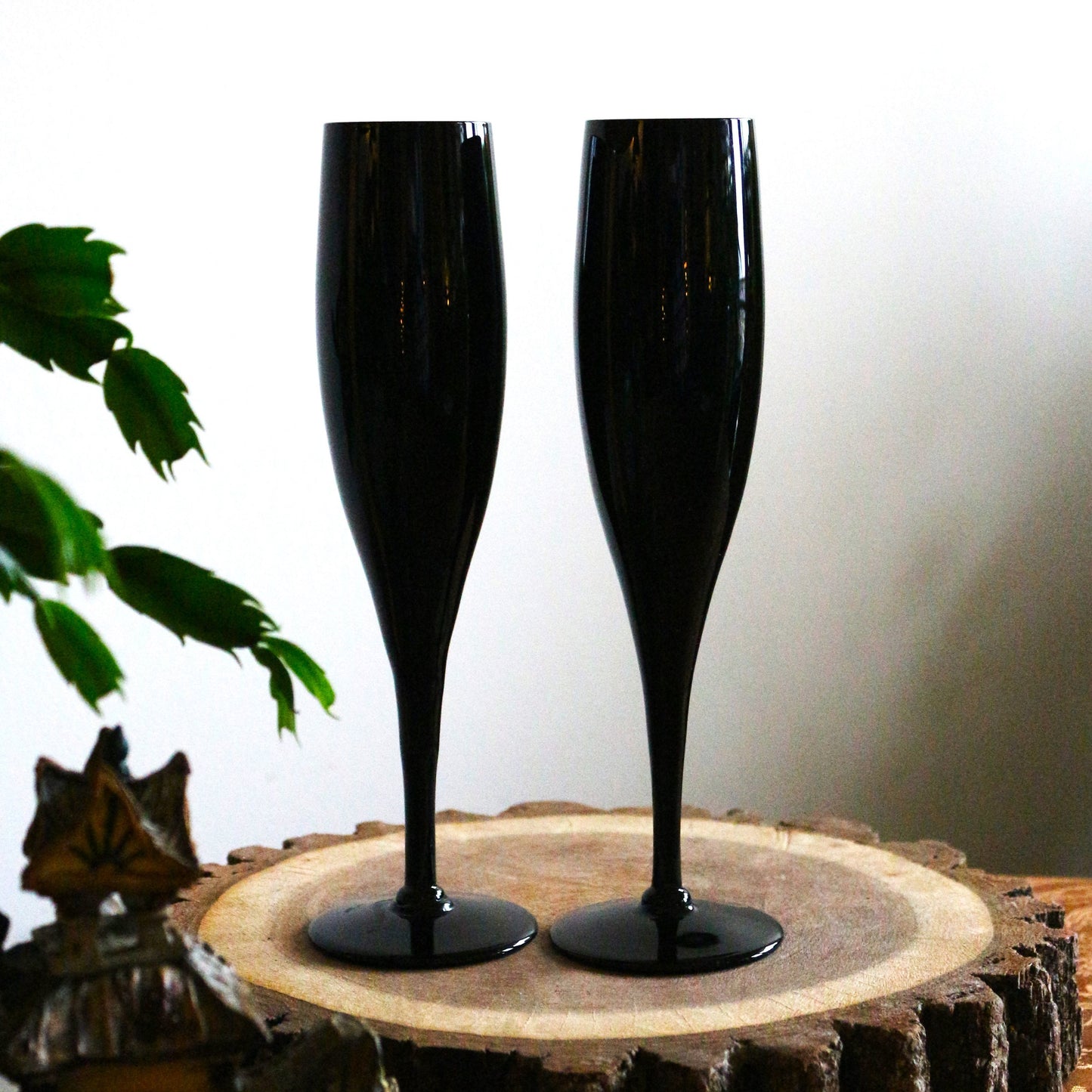 Black Champagne Flutes: Matte Black Toasting Glasses, Set of 2