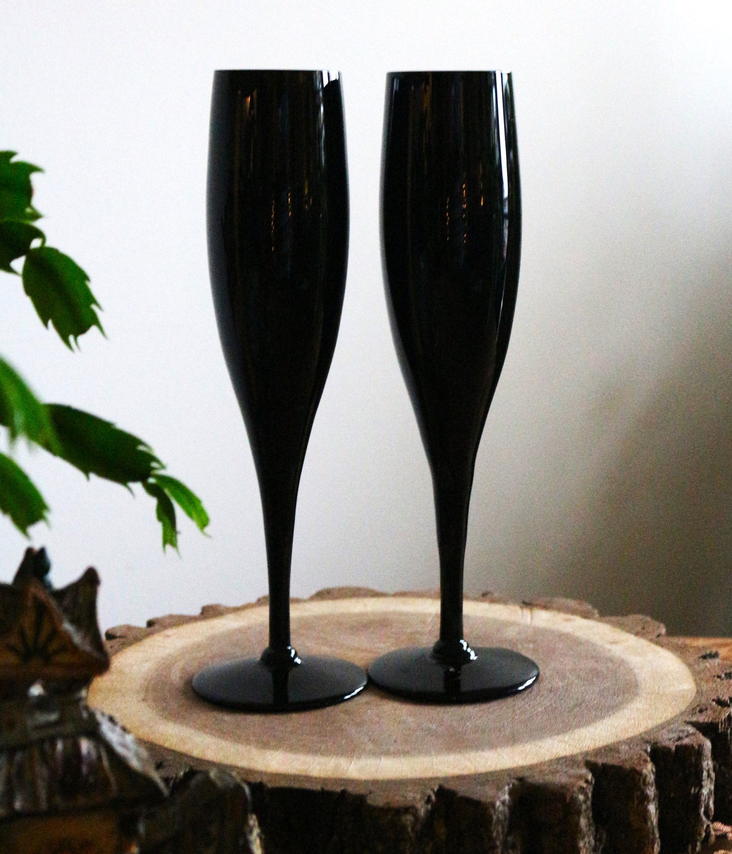 Black Champagne Flutes: Matte Black Toasting Glasses, Set of 2