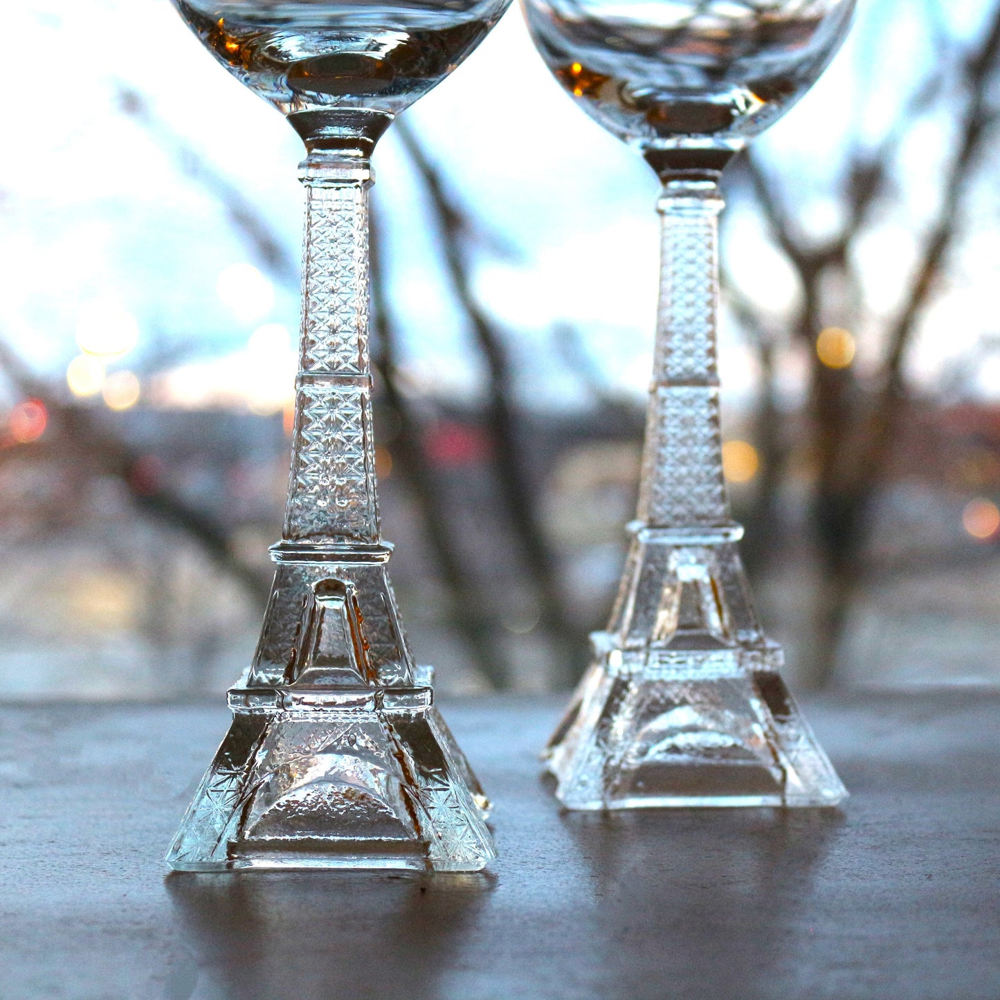 Eiffel Tower Wine Glasses, Unique Parisian Stemware, Set of 2