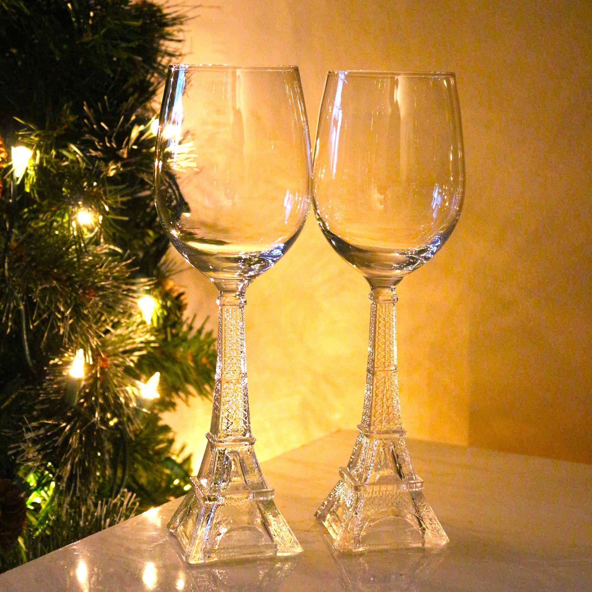 Eiffel Tower Wine Glasses, Unique Parisian Stemware, Set of 2