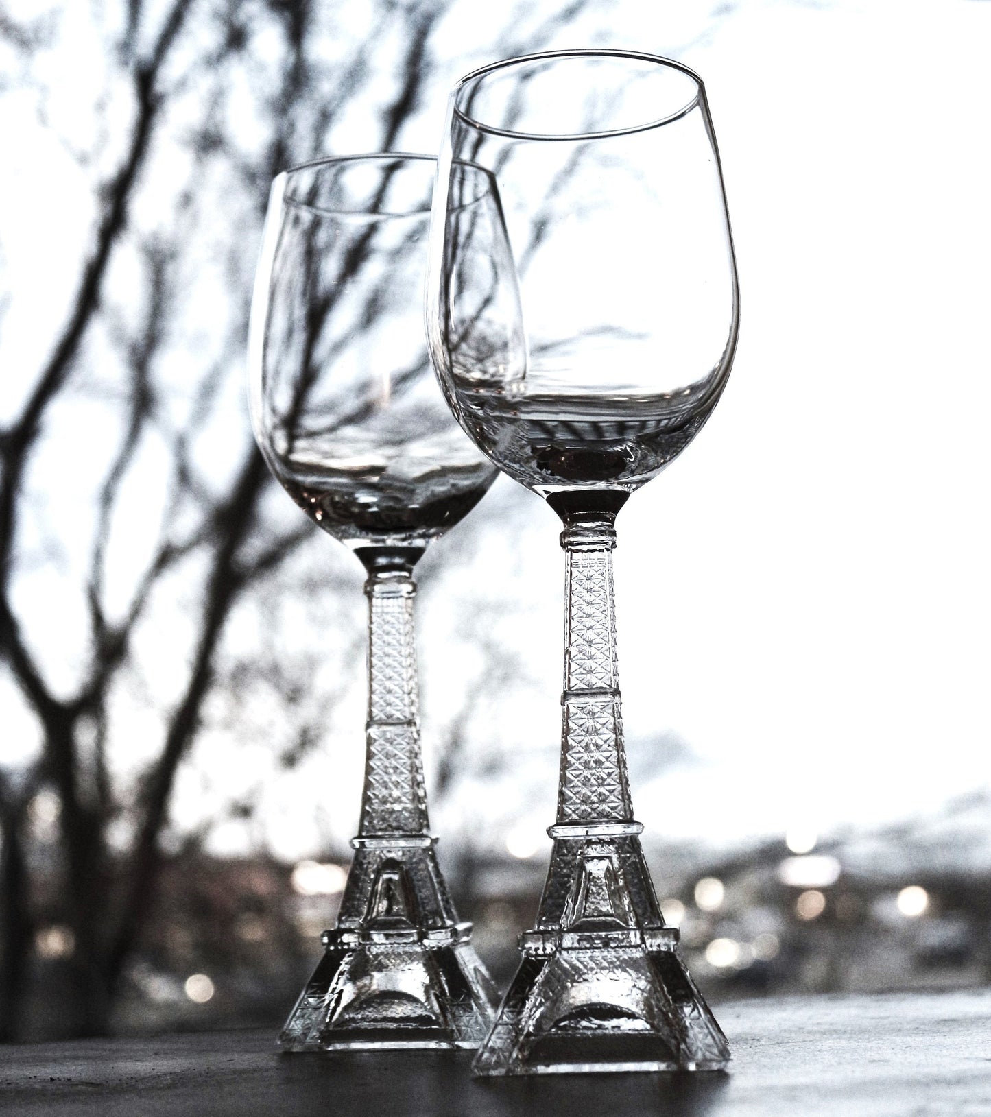 Eiffel Tower Wine Glasses, Unique Parisian Stemware, Set of 2