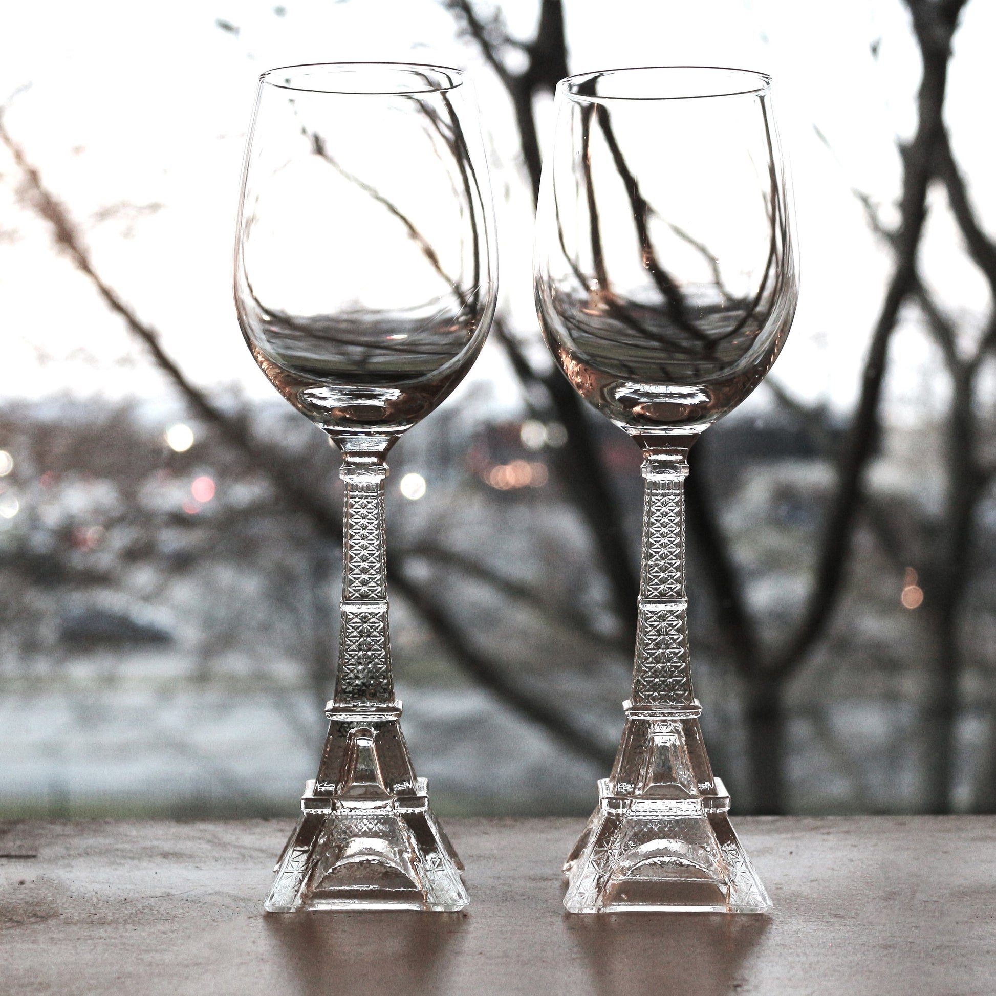 Eiffel Tower Wine Glasses, Unique Parisian Stemware, Set of 2