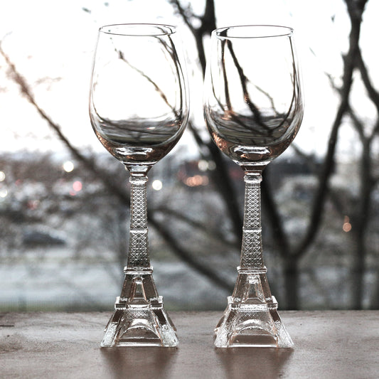 Eiffel Tower Wine Glasses, Unique Parisian Stemware, Set of 2