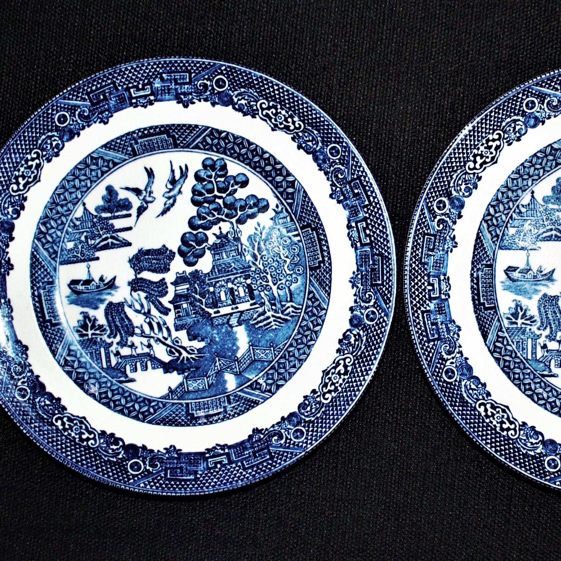 Vintage Blue Willow Plates - Johnson Brothers Ironstone Set