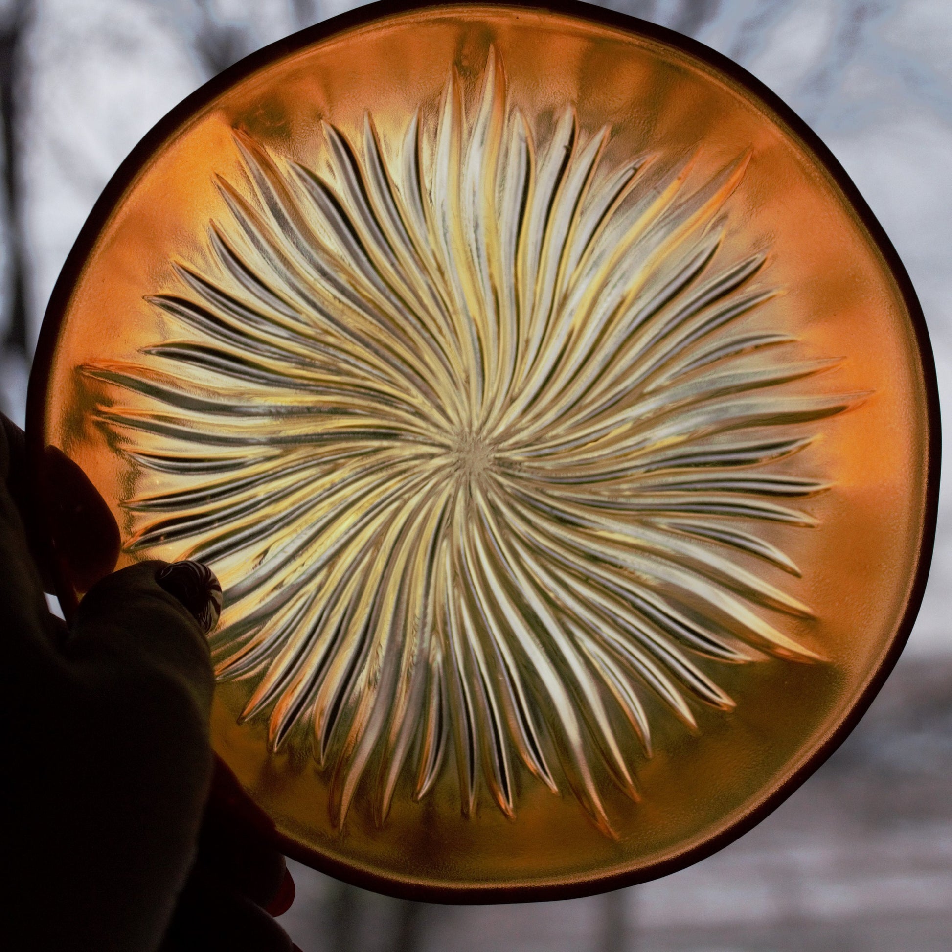 Orange Yellow Swirl Glass Bowl Set: Starburst Dessert Bowls, Set of 6