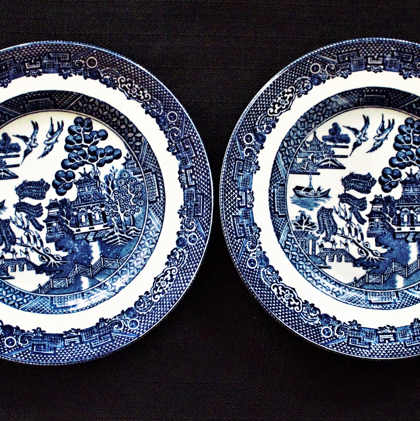 Vintage Blue Willow Plates - Johnson Brothers Ironstone Set