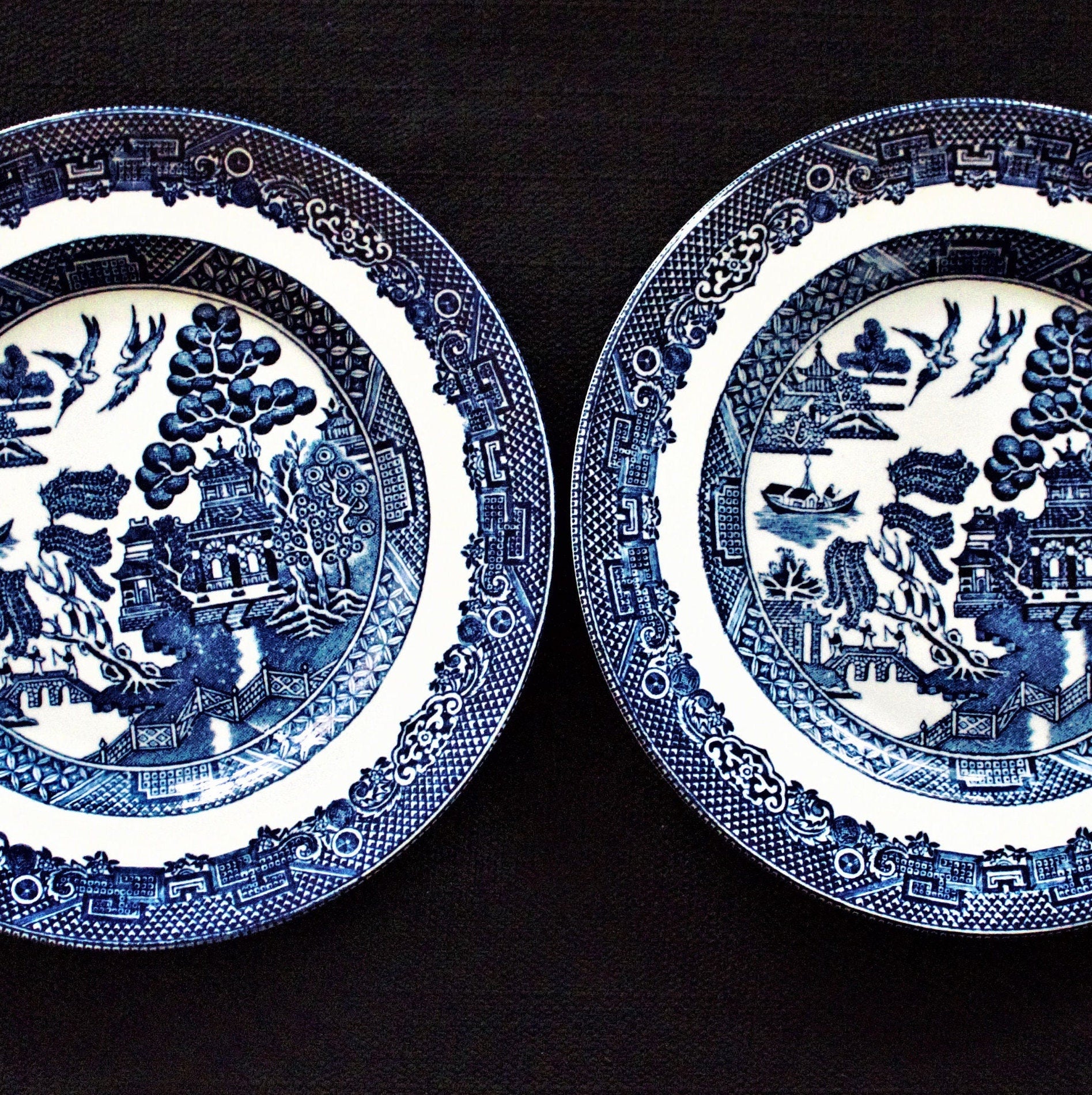 Vintage Blue Willow Plates - Johnson Brothers Ironstone Set