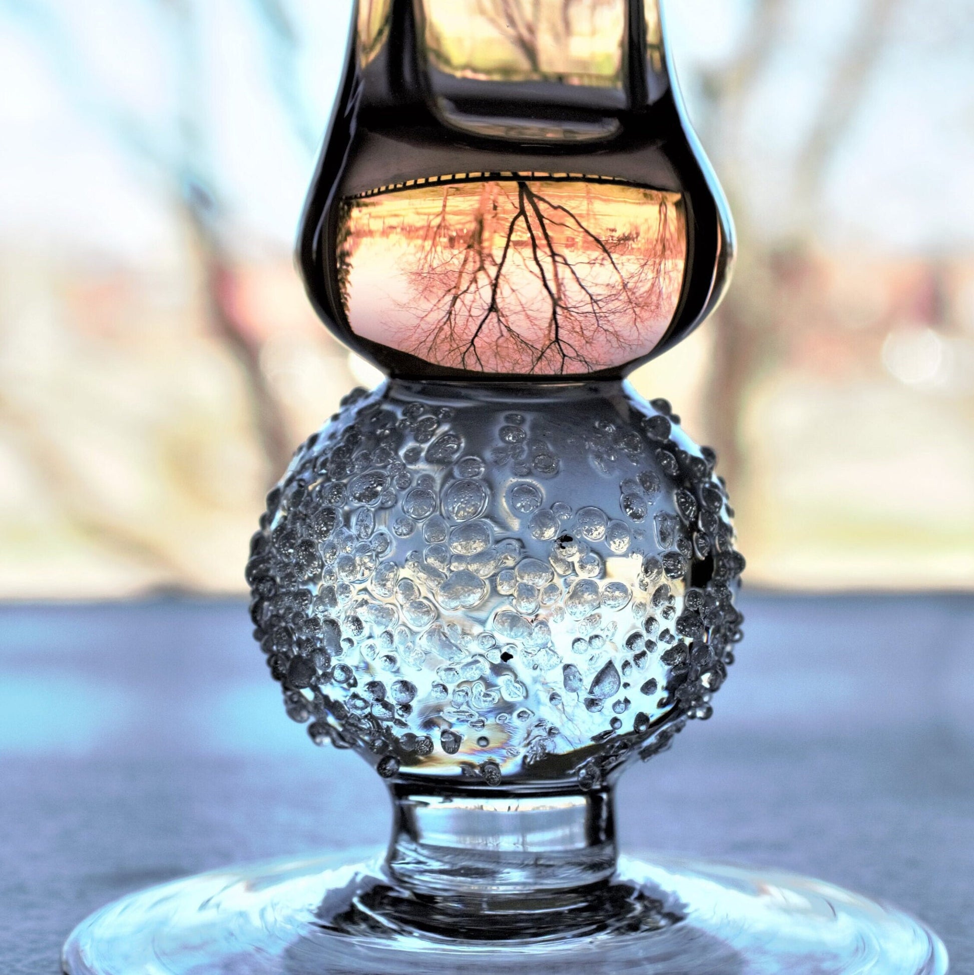 Hand Blown Bud Vases: Fused Glass with Ball Detail, Set of 7