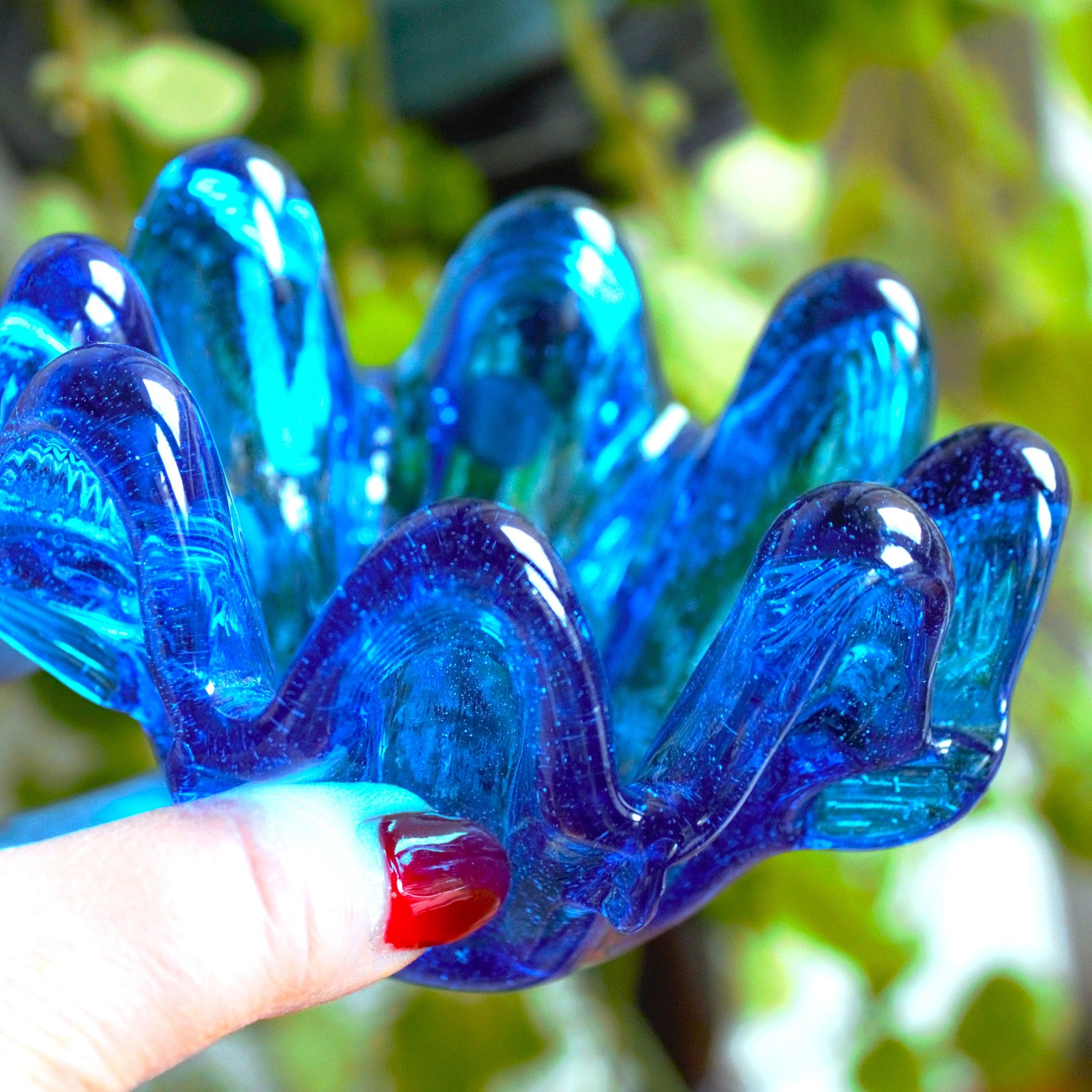 Italian Handblown Glass Votives: Cobalt Blue Candle Holders, Set of 3