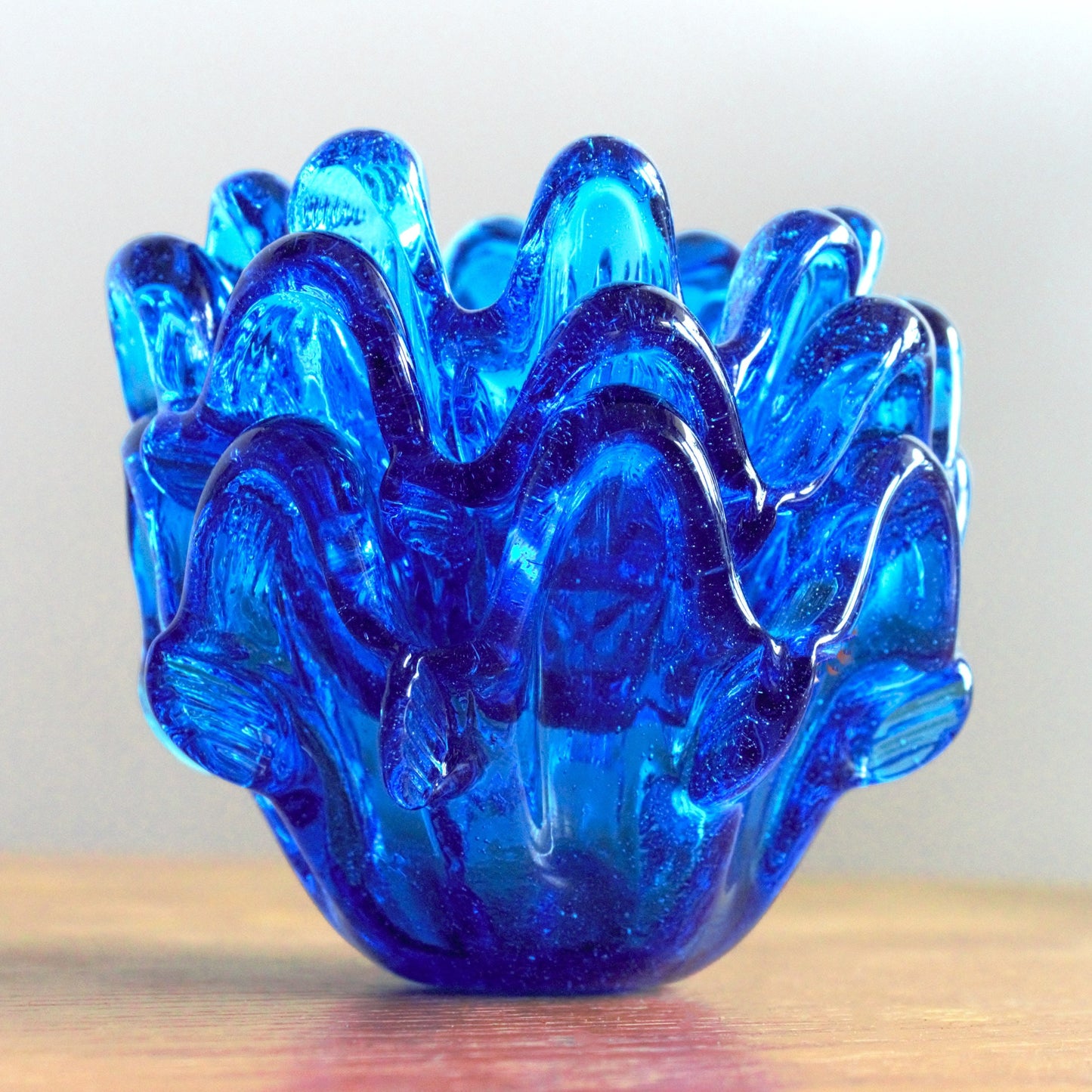 Italian Handblown Glass Votives: Cobalt Blue Candle Holders, Set of 3