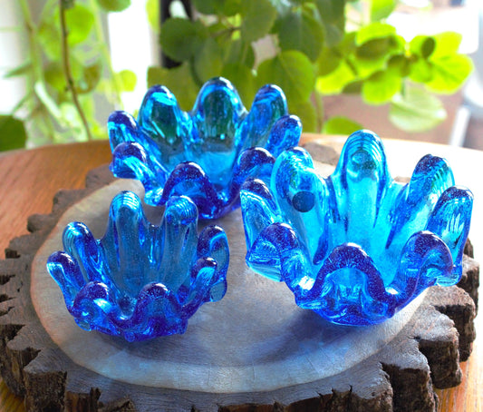 Italian Handblown Glass Votives: Cobalt Blue Candle Holders, Set of 3