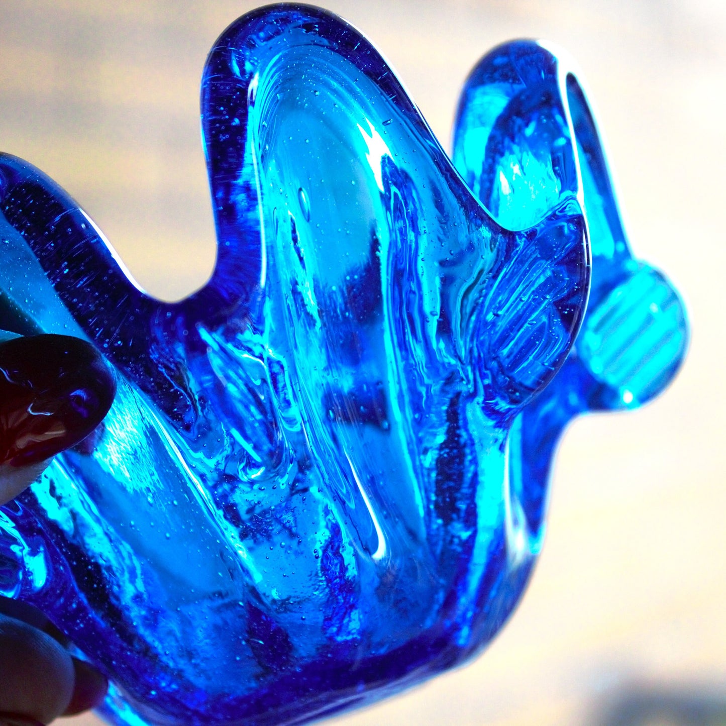 Italian Handblown Glass Votives: Cobalt Blue Candle Holders, Set of 3