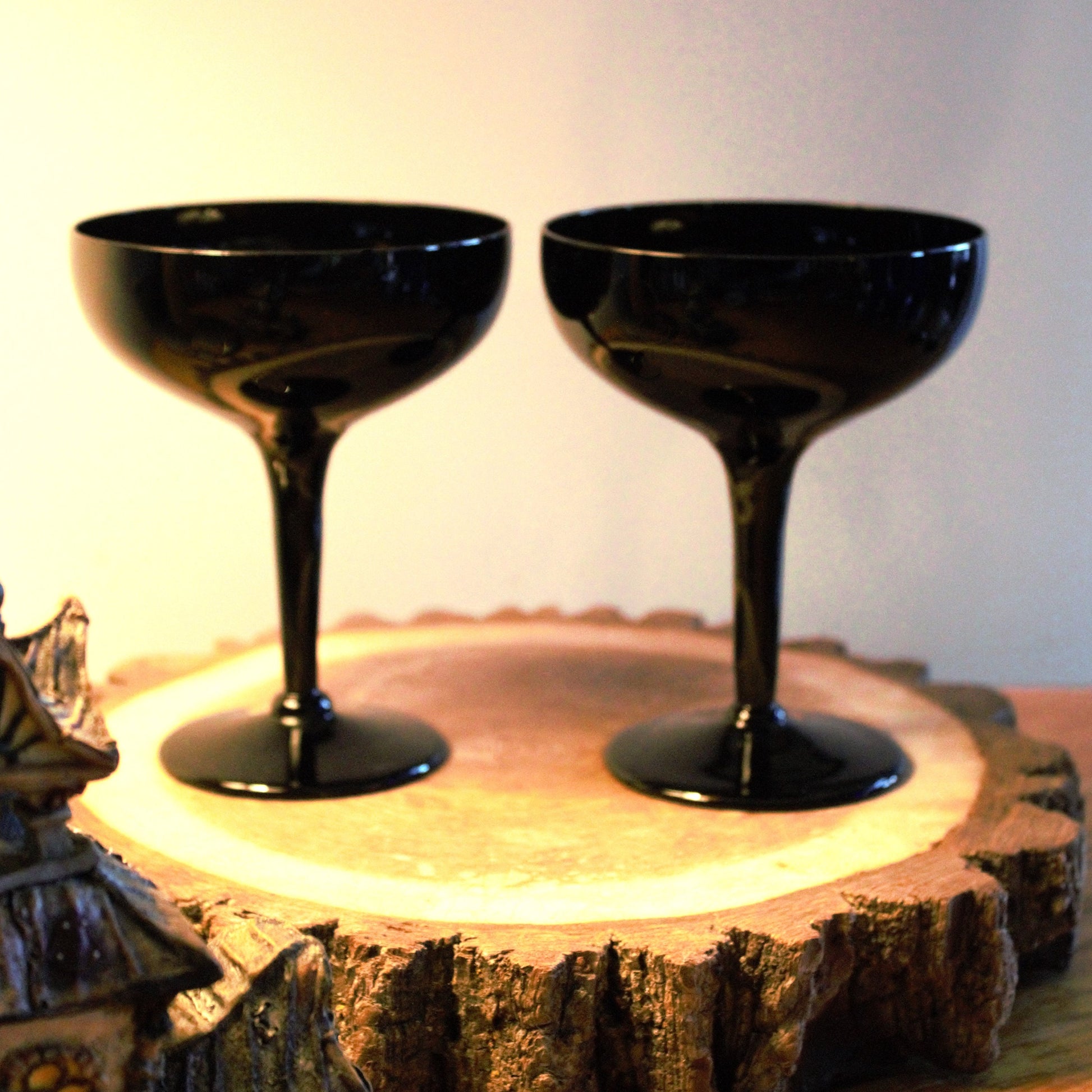 Black Martini Glasses: Matte Black Stemware, Cocktail Bar (2 Pc)