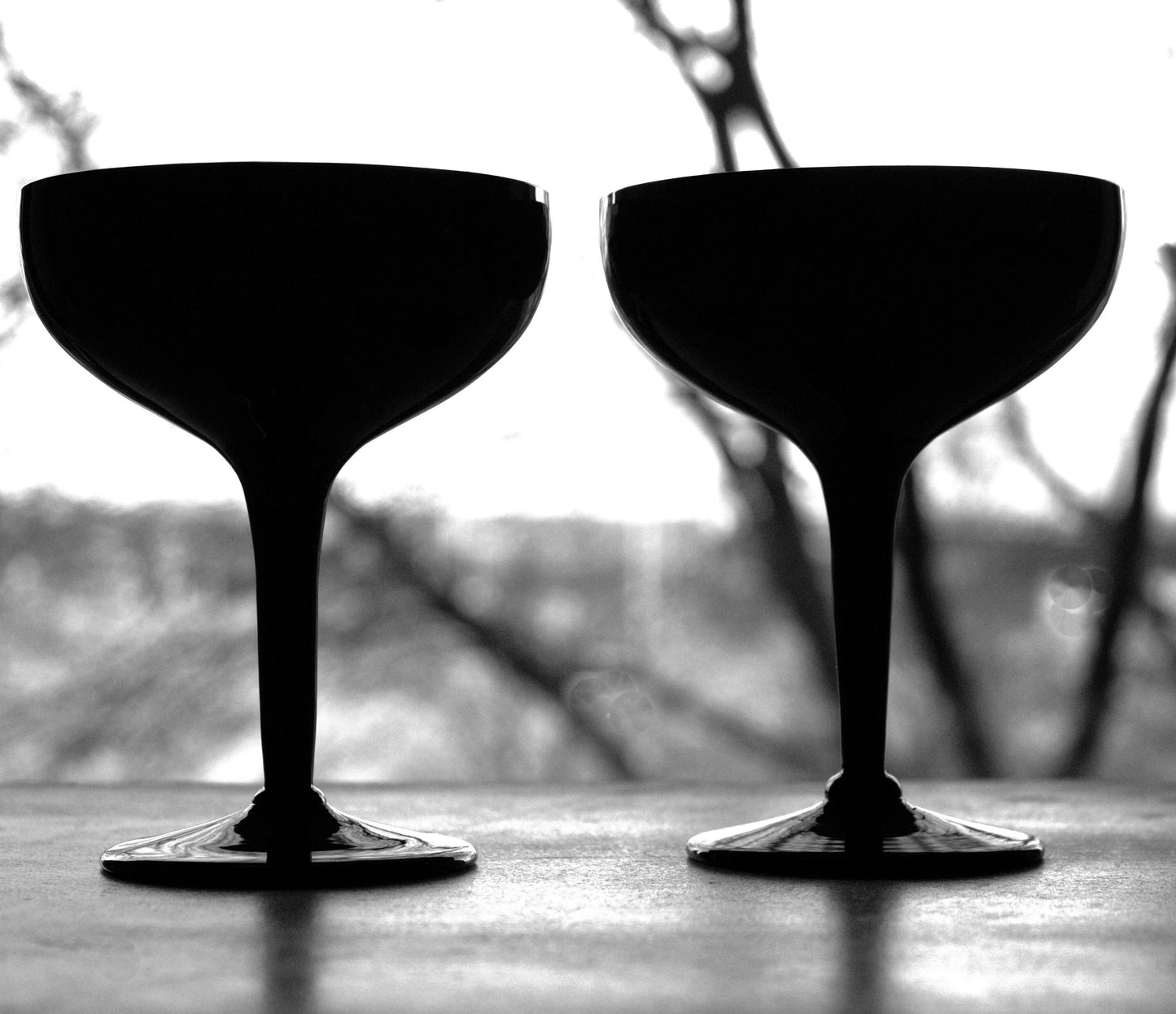 Black Martini Glasses: Matte Black Stemware, Cocktail Bar (2 Pc)