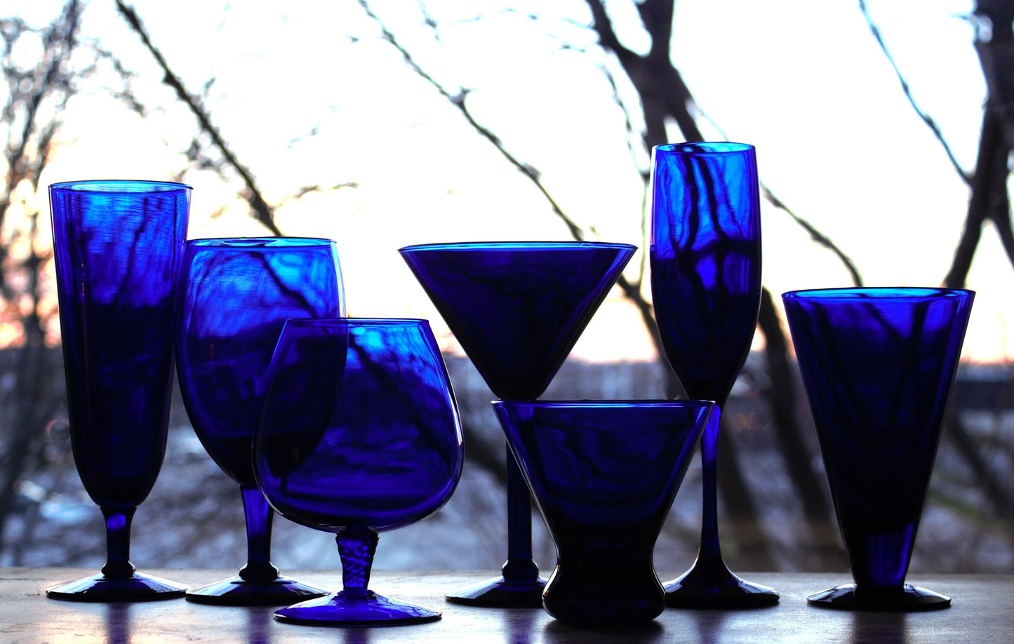 Cobalt Blue Cocktail Glass Set (7 Piece): Vintage Home Barware