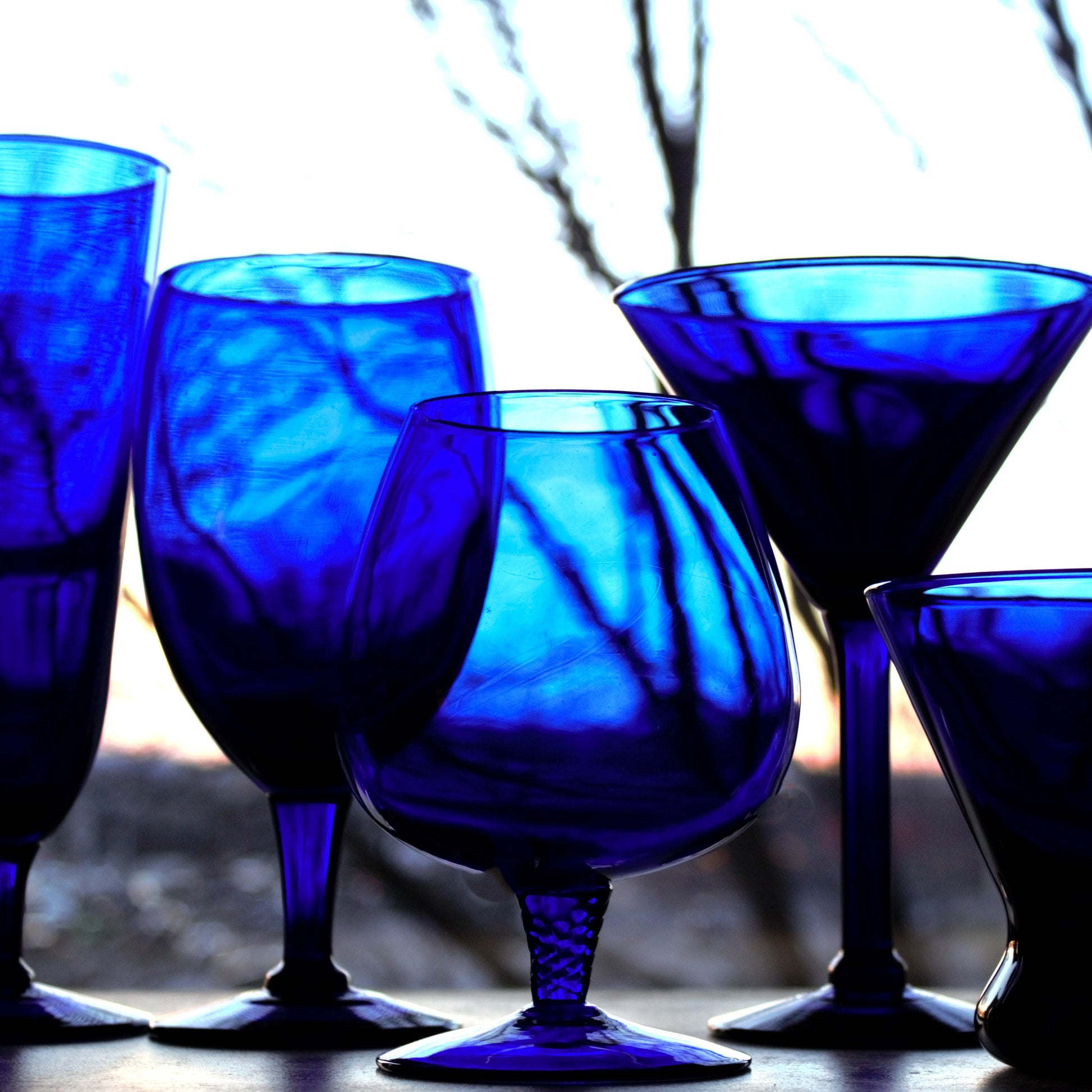 Cobalt Blue Cocktail Glass Set (7 Piece): Vintage Home Barware