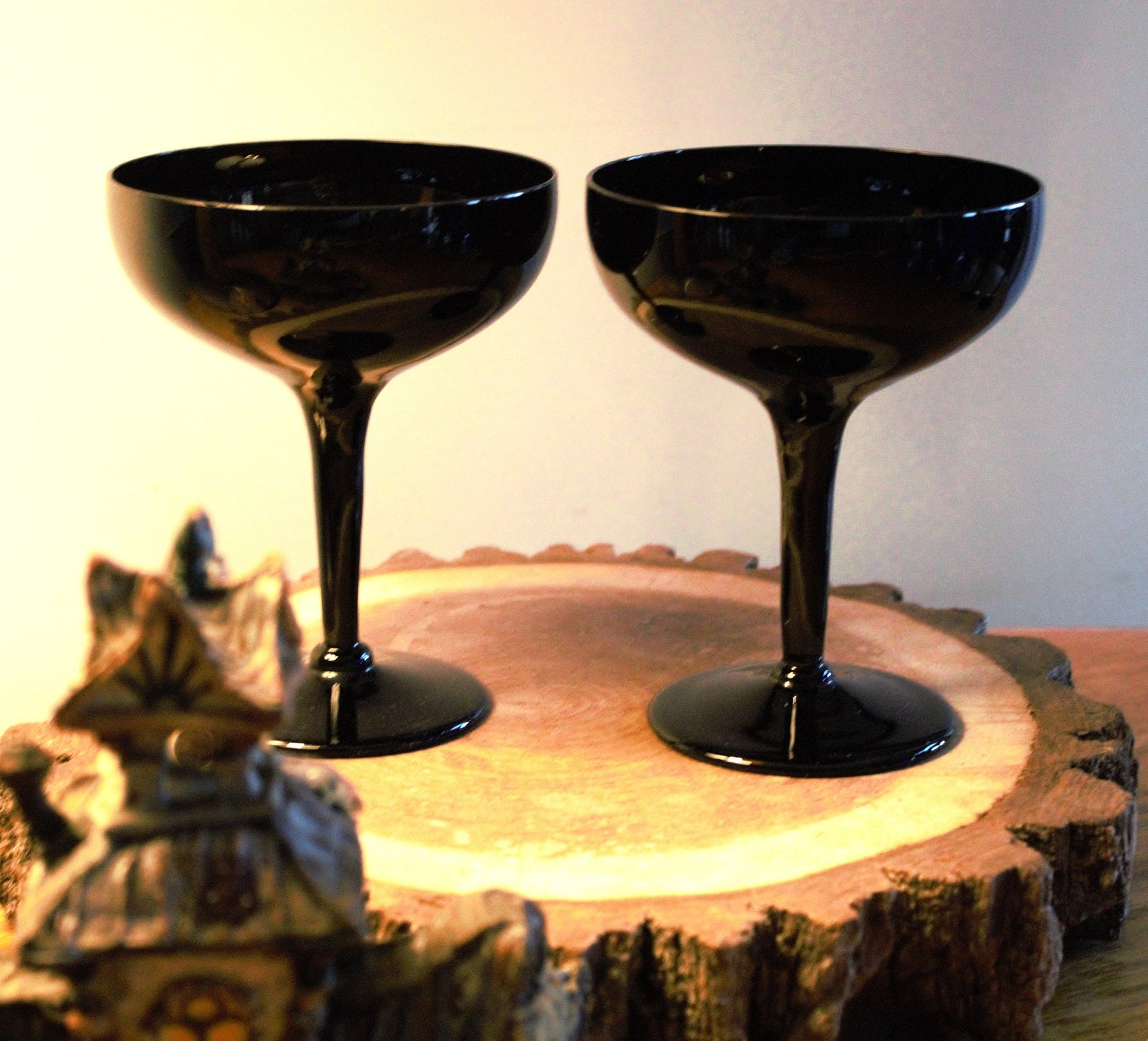 Black Martini Glasses: Matte Black Stemware, Cocktail Bar (2 Pc)