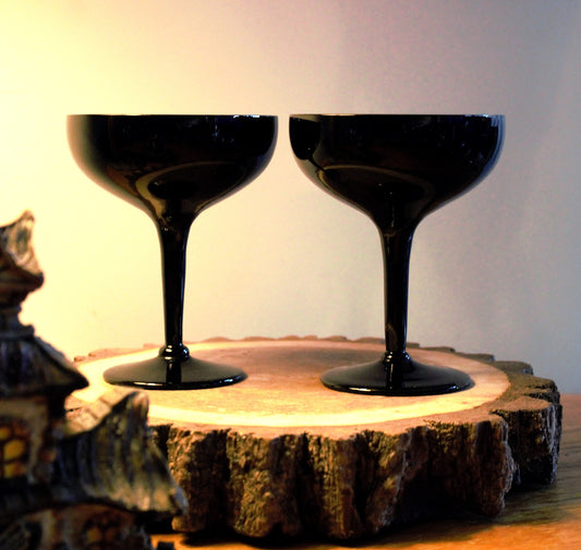 Black Martini Glasses: Matte Black Stemware, Cocktail Bar (2 Pc)
