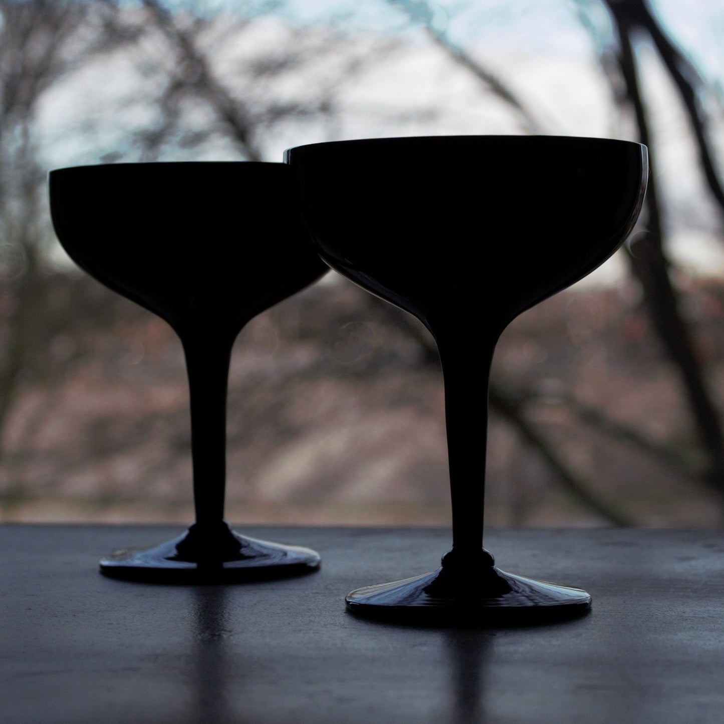 Black Martini Glasses: Matte Black Stemware, Cocktail Bar (2 Pc)