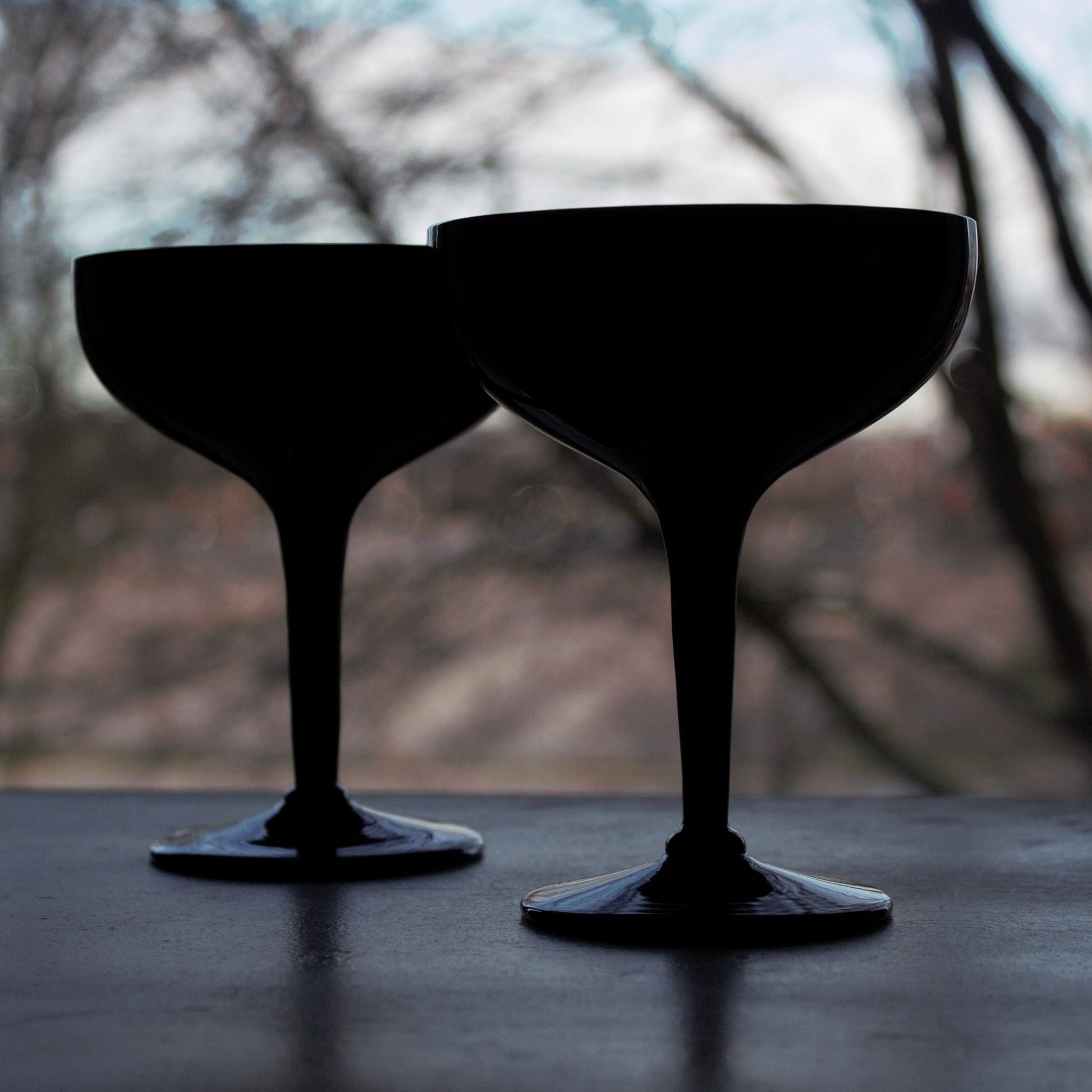 Black Martini Glasses: Matte Black Stemware, Cocktail Bar (2 Pc)