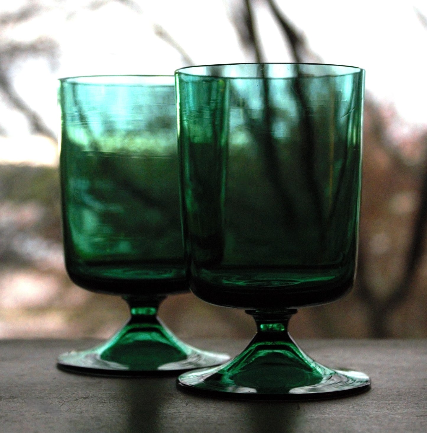 Vintage Emerald Green Cocktail Glasses - Set of 2