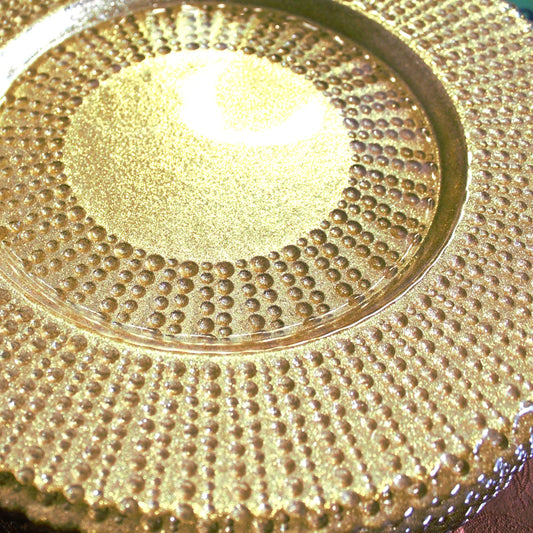 Gold Glitter Glass Charger Plates - Bowring Scalloped Edge - Set of 4
