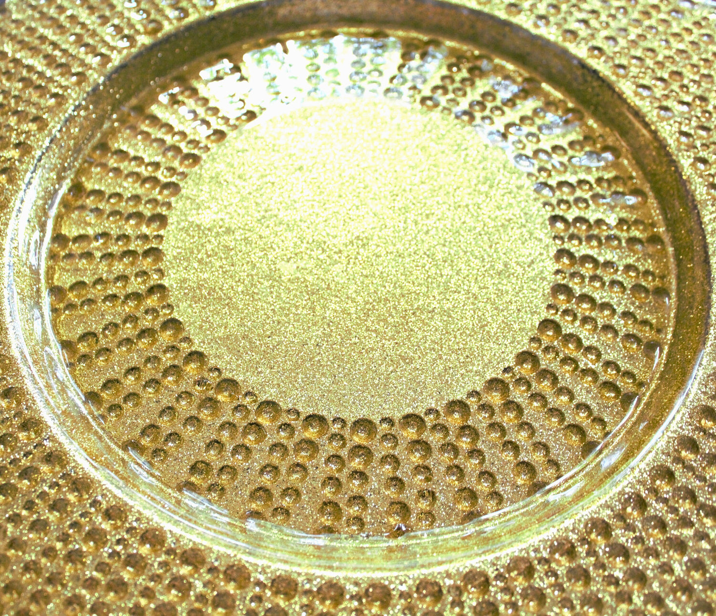 Gold Glitter Glass Charger Plates - Bowring Scalloped Edge - Set of 4